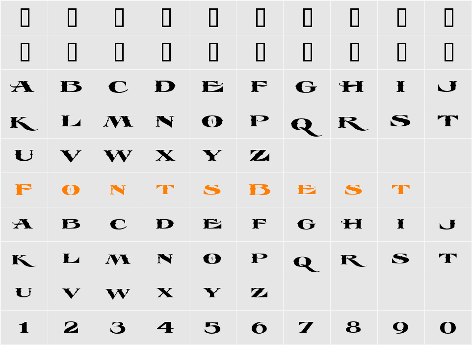 LHF Esoteric 3 FANCY Character Map