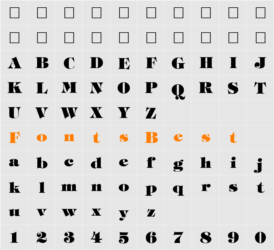 Tiffany Heavy Character Map