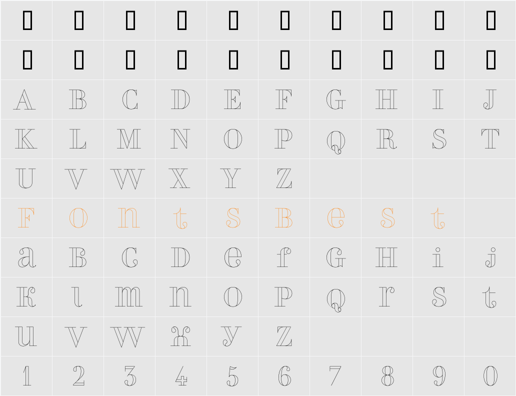 PerlaOutline Character Map