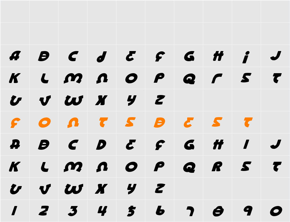Lionel Italic Character Map