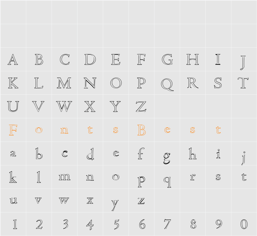 JohnBeckerOutline-Light Character Map