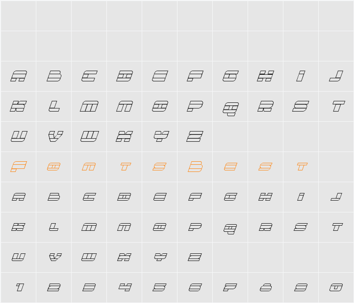 Quicken Outline Italic Character Map