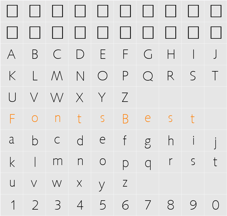 Saxony-Xlight Character Map