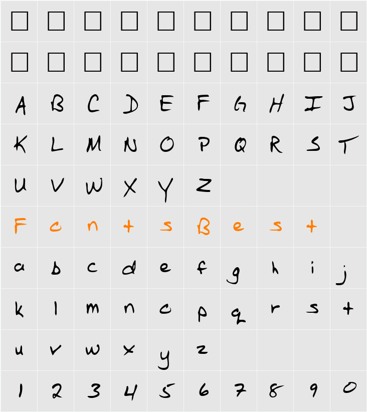 StewartsHand Character Map