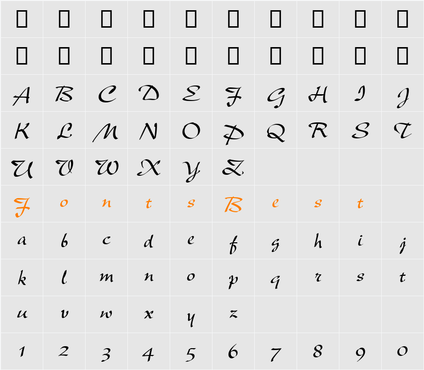 New Berolina MT Character Map