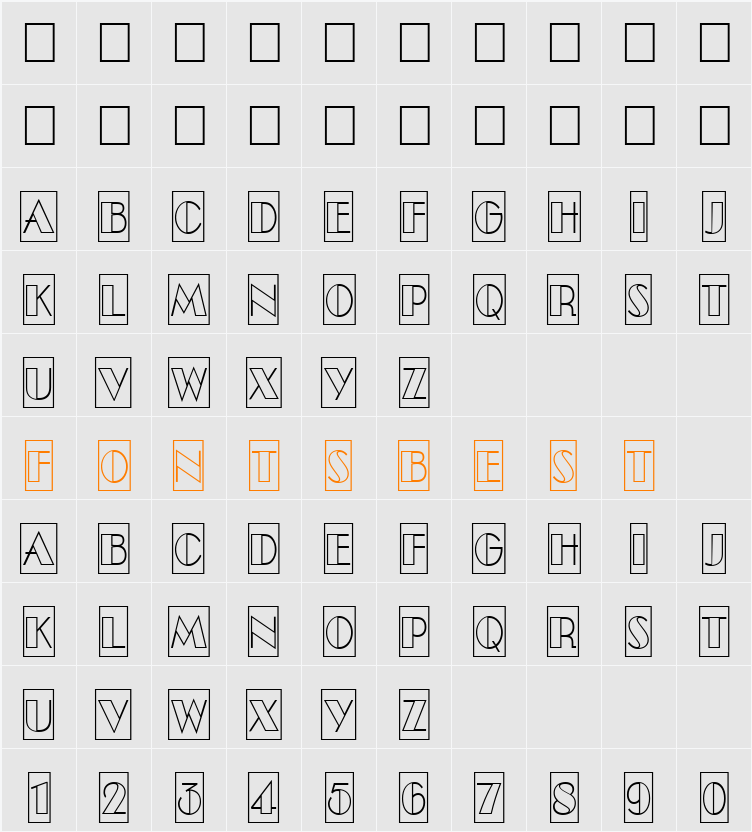 a_BentTitulCmOtlNr Character Map