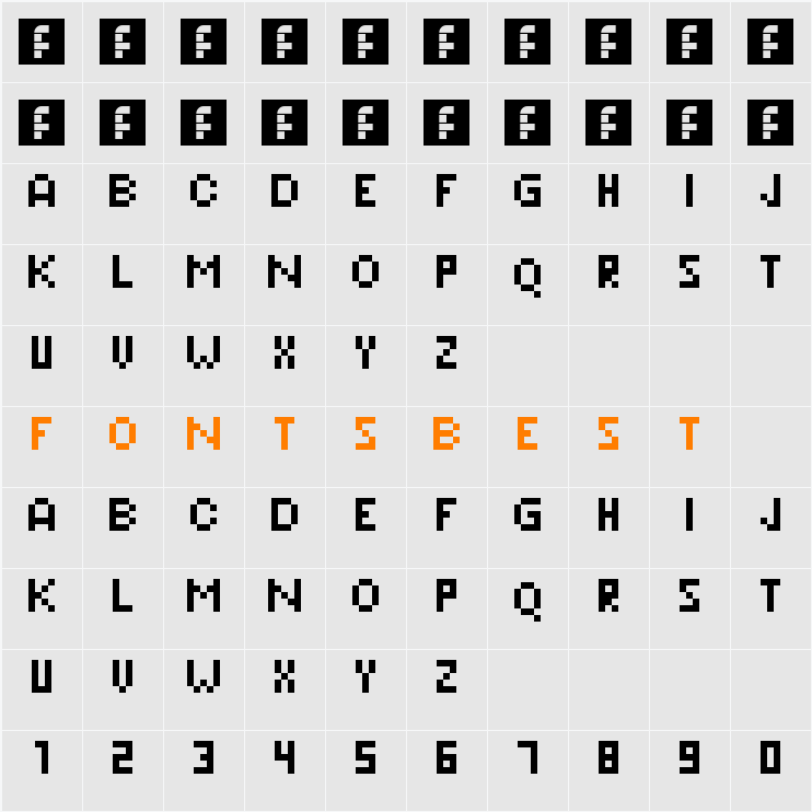 Pixeleris Character Map