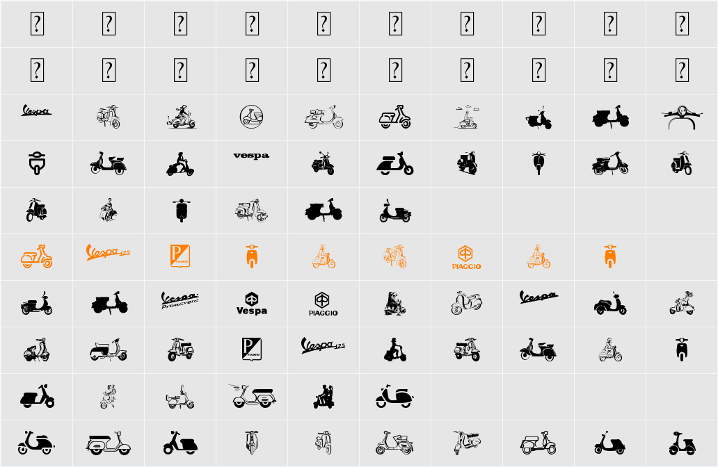 Vespa Character Map