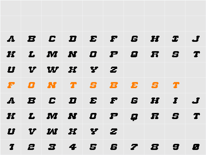 U.S. Marshal Expanded Italic Character Map