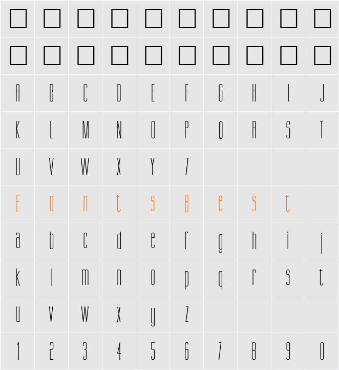 Scottsdale DB Character Map