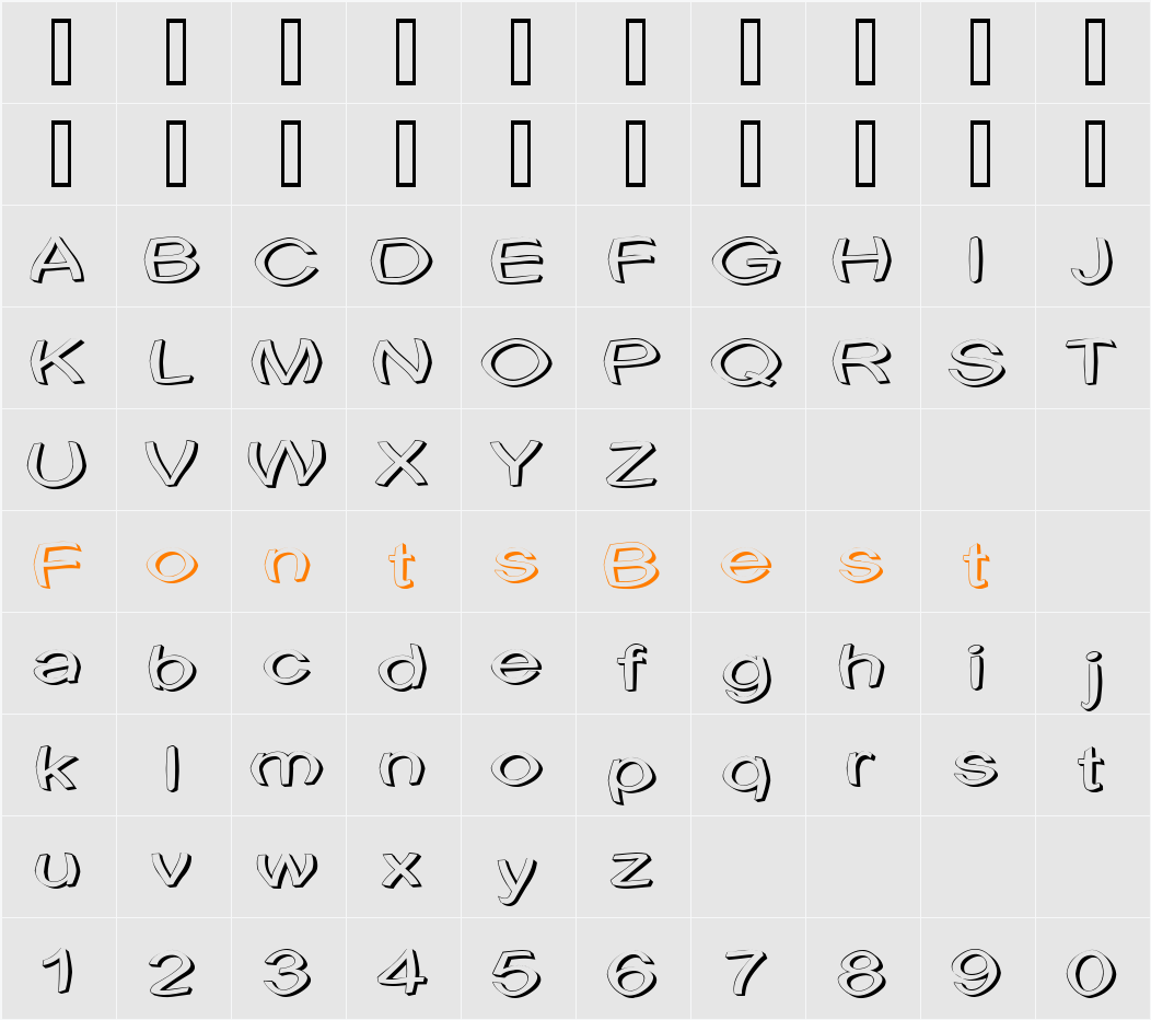 Uni Tortred Character Map