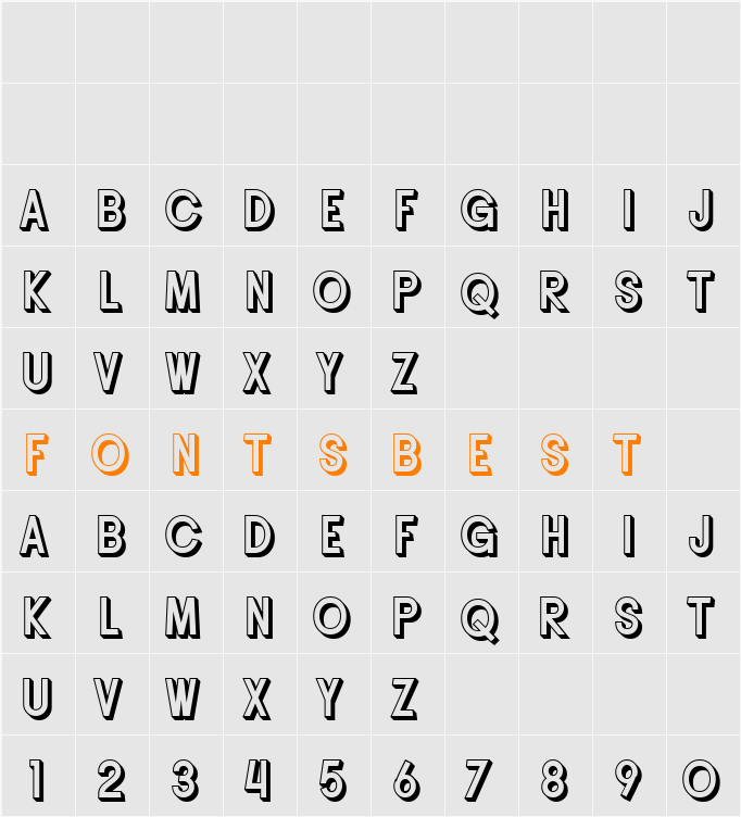 SF Buttacup Lettering Shaded Character Map