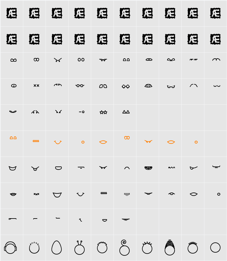 Head-Ding Maker BRK Character Map