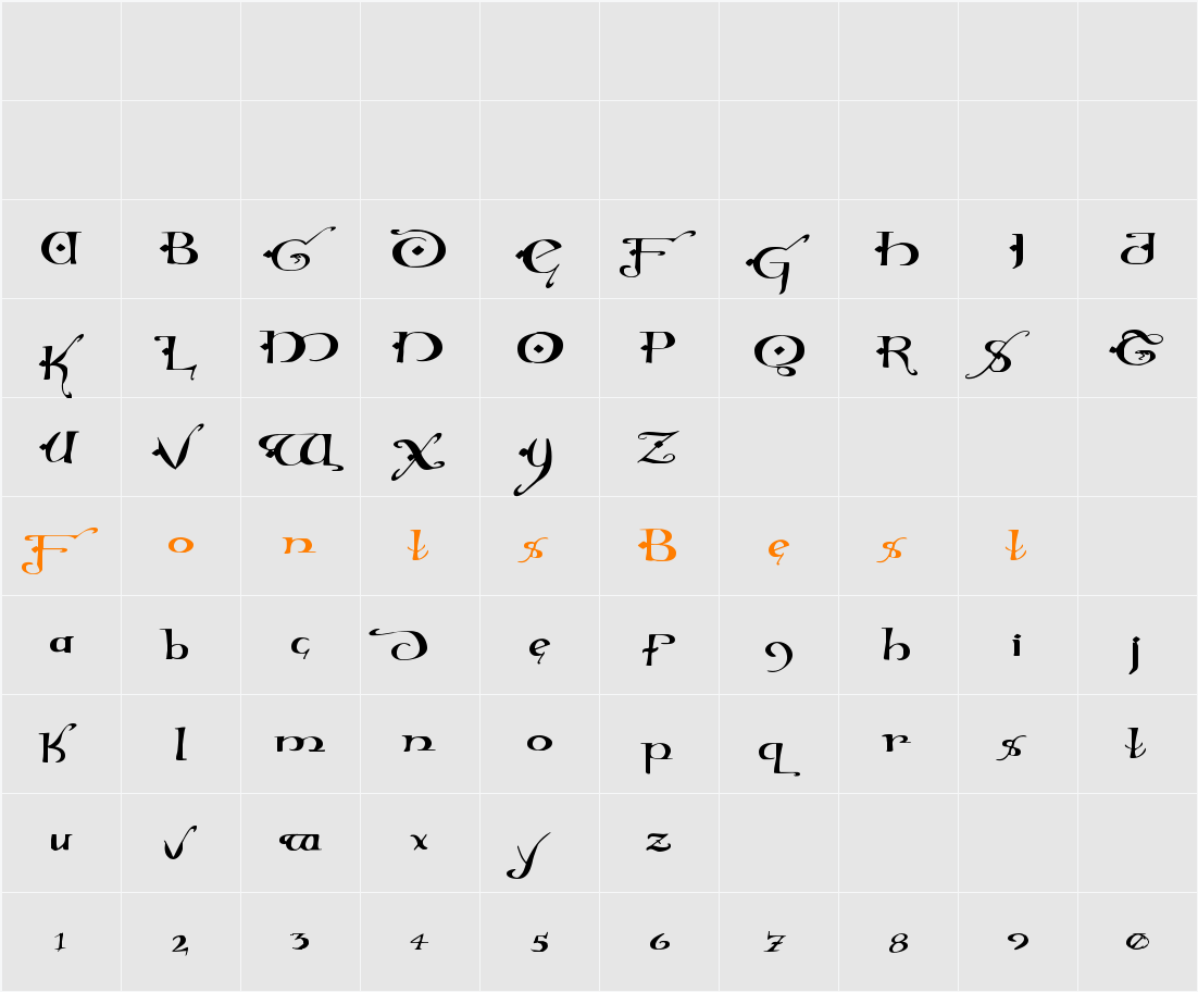 Holly Jingle Solid Expanded Character Map