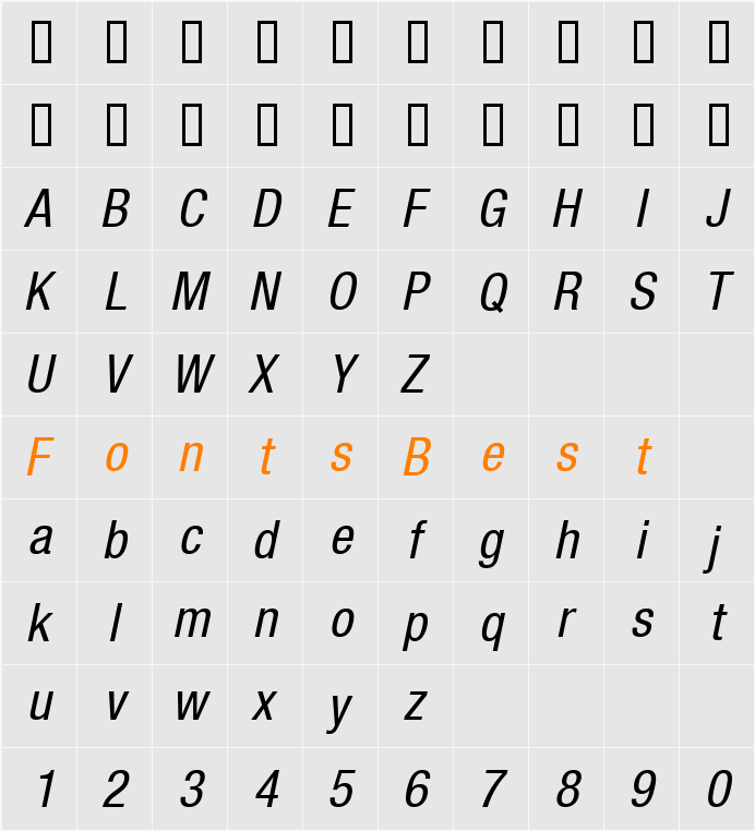 HelveticaNeue LT 57 Cn Character Map