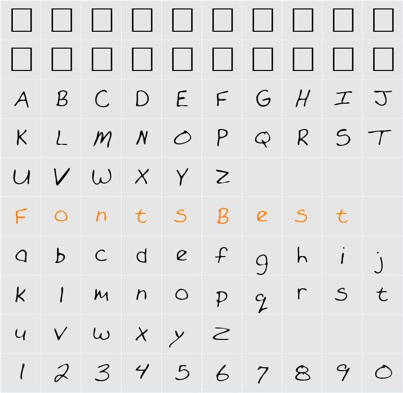 LEHN101 Character Map