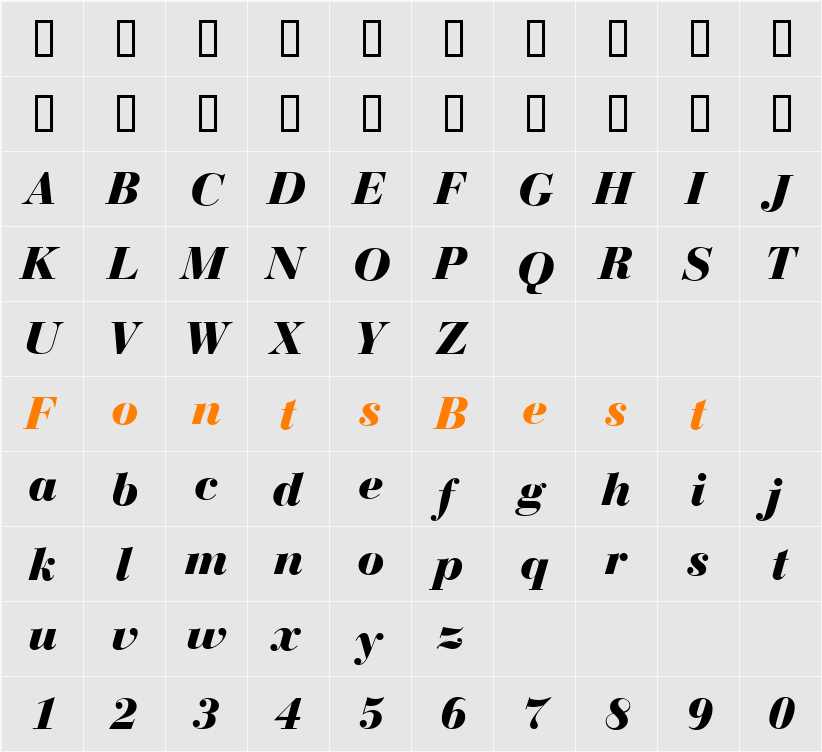 Bodoni-Display Character Map