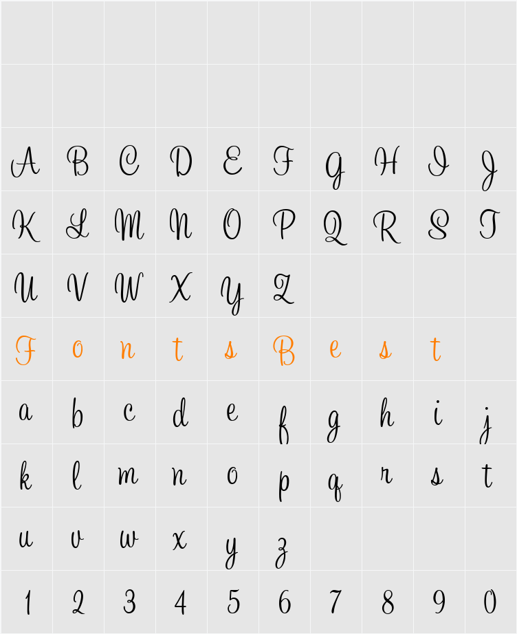 SweetheartScript Character Map
