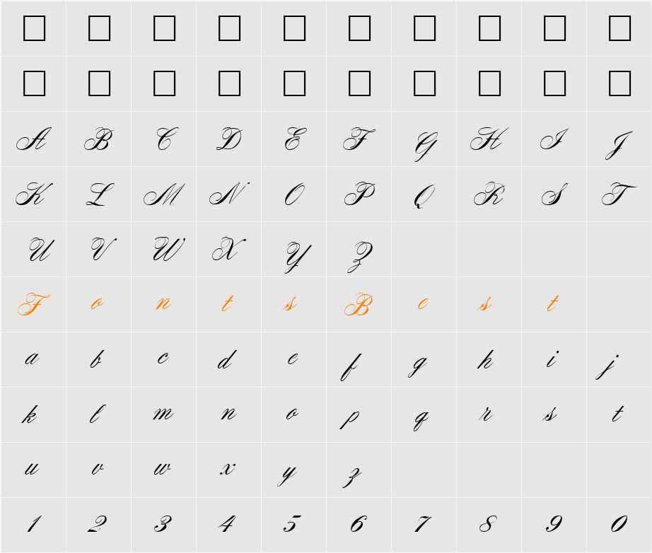 SurreyScript Character Map