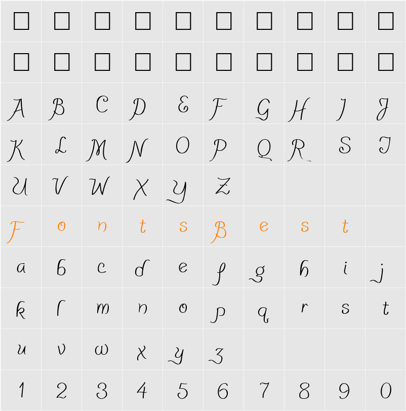PensleCaligraf Character Map