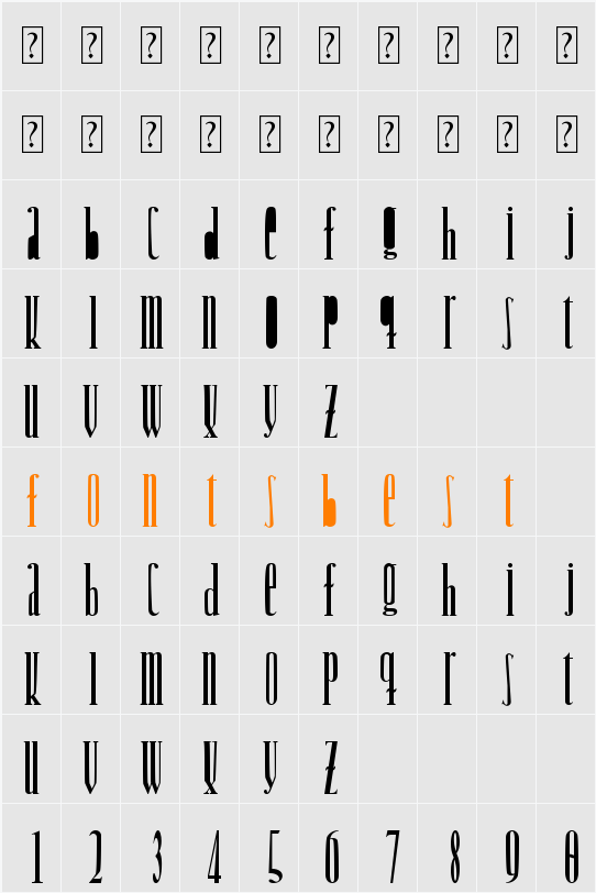Woodcutter Jet-Set Character Map
