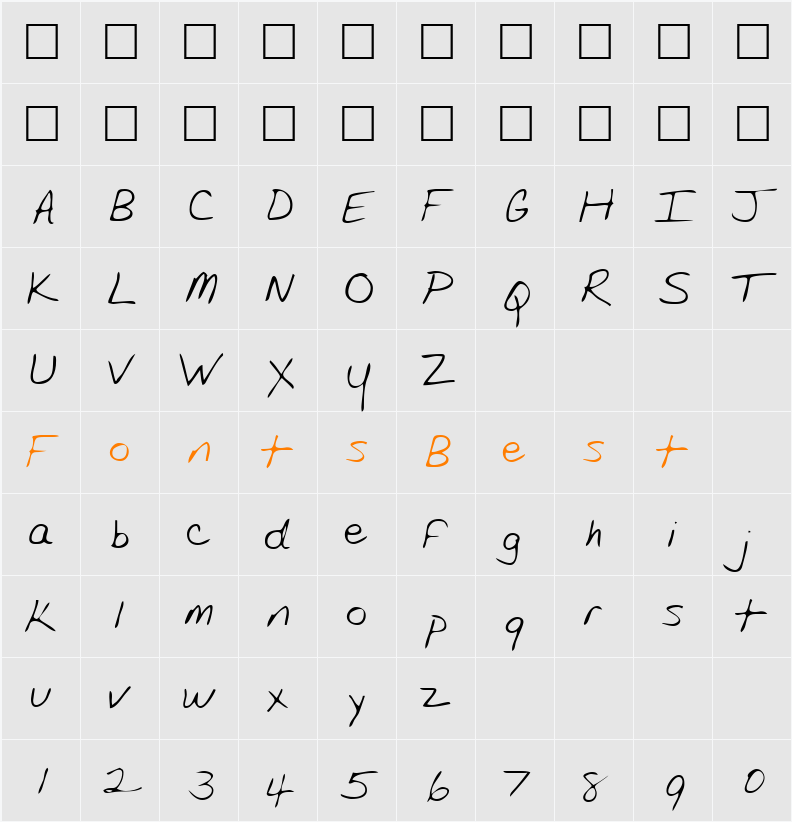 LaurensHand Character Map