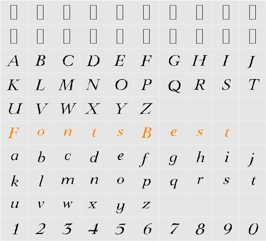 LingwoodAntique Character Map