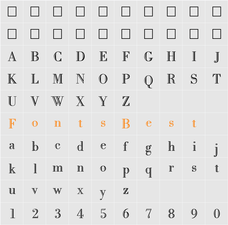 OBodoni-Open Character Map