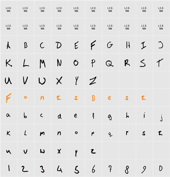 Victor Handwriting Character Map
