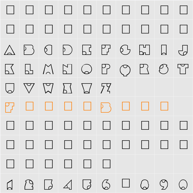 SUNSET Character Map