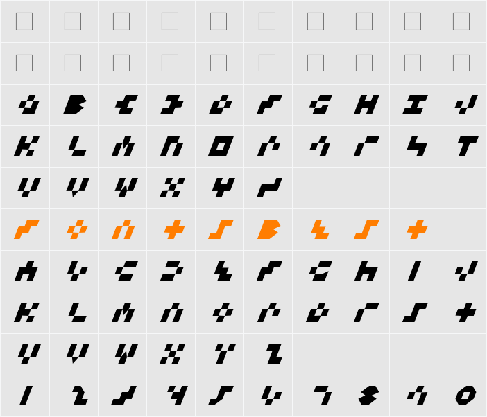 Keystone Italic Character Map