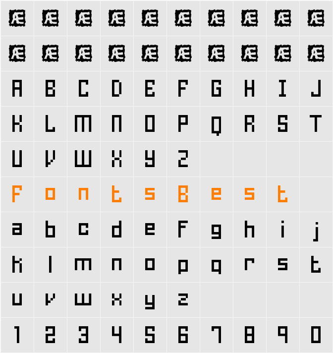 Homespun TT BRK Character Map