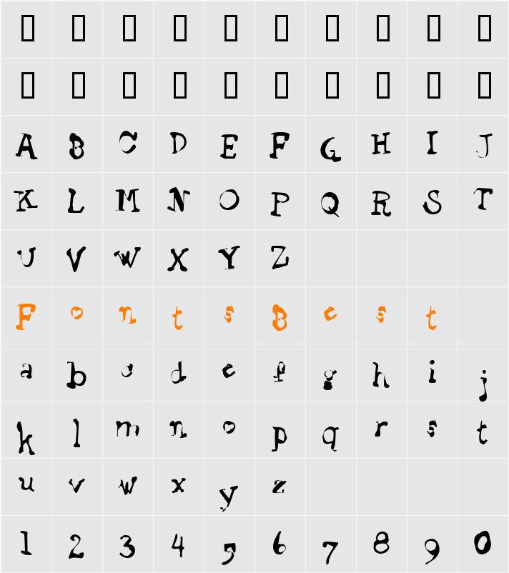 Staggering Bob Character Map