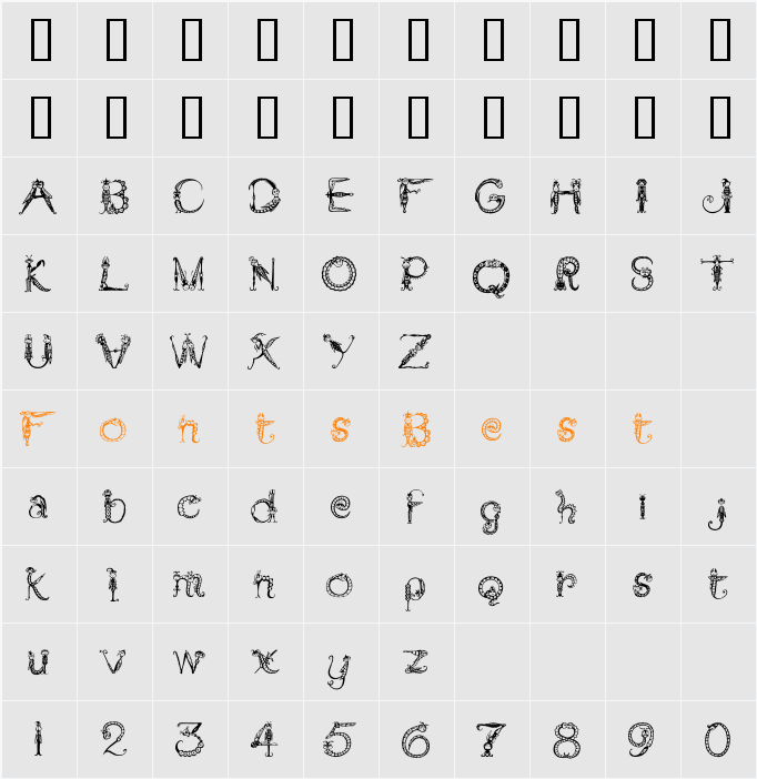 Tarantella MF Character Map