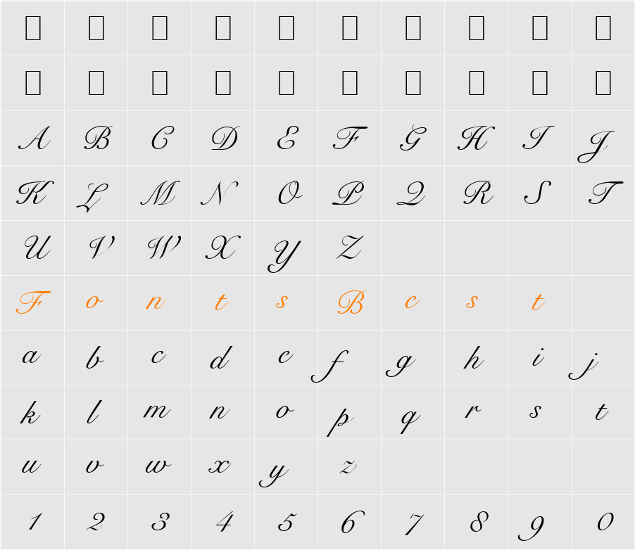 Script-R791 Character Map