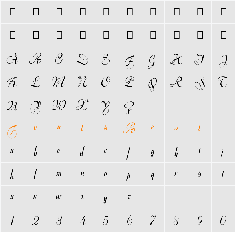 VarianteInitials Character Map