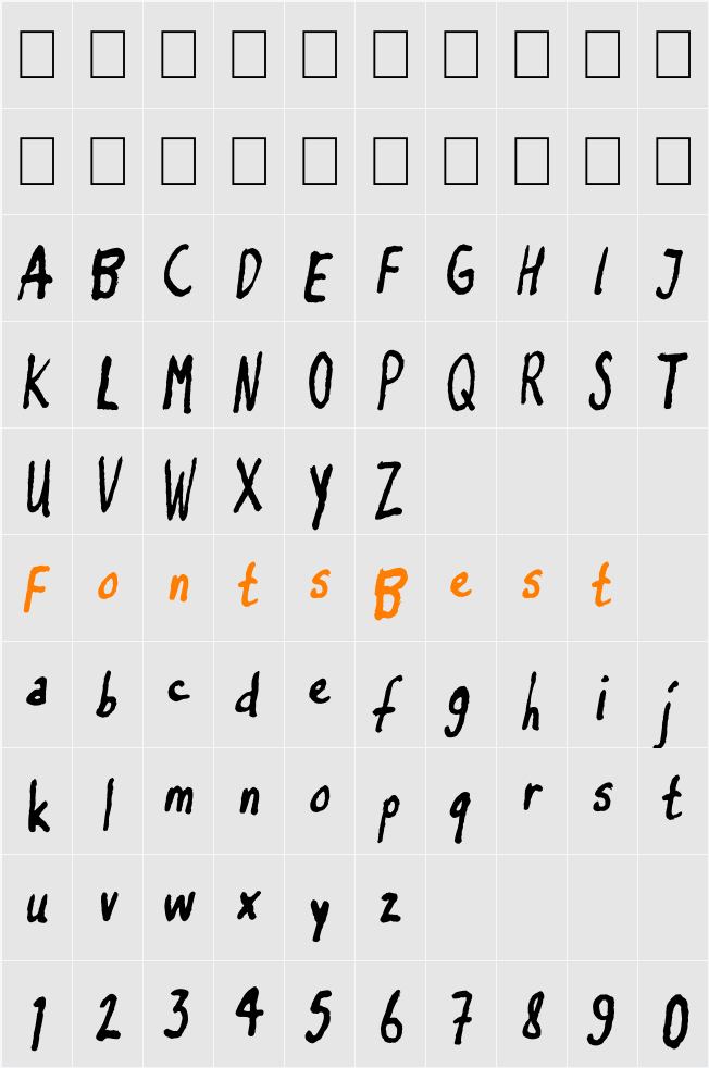inkyflutterby Character Map