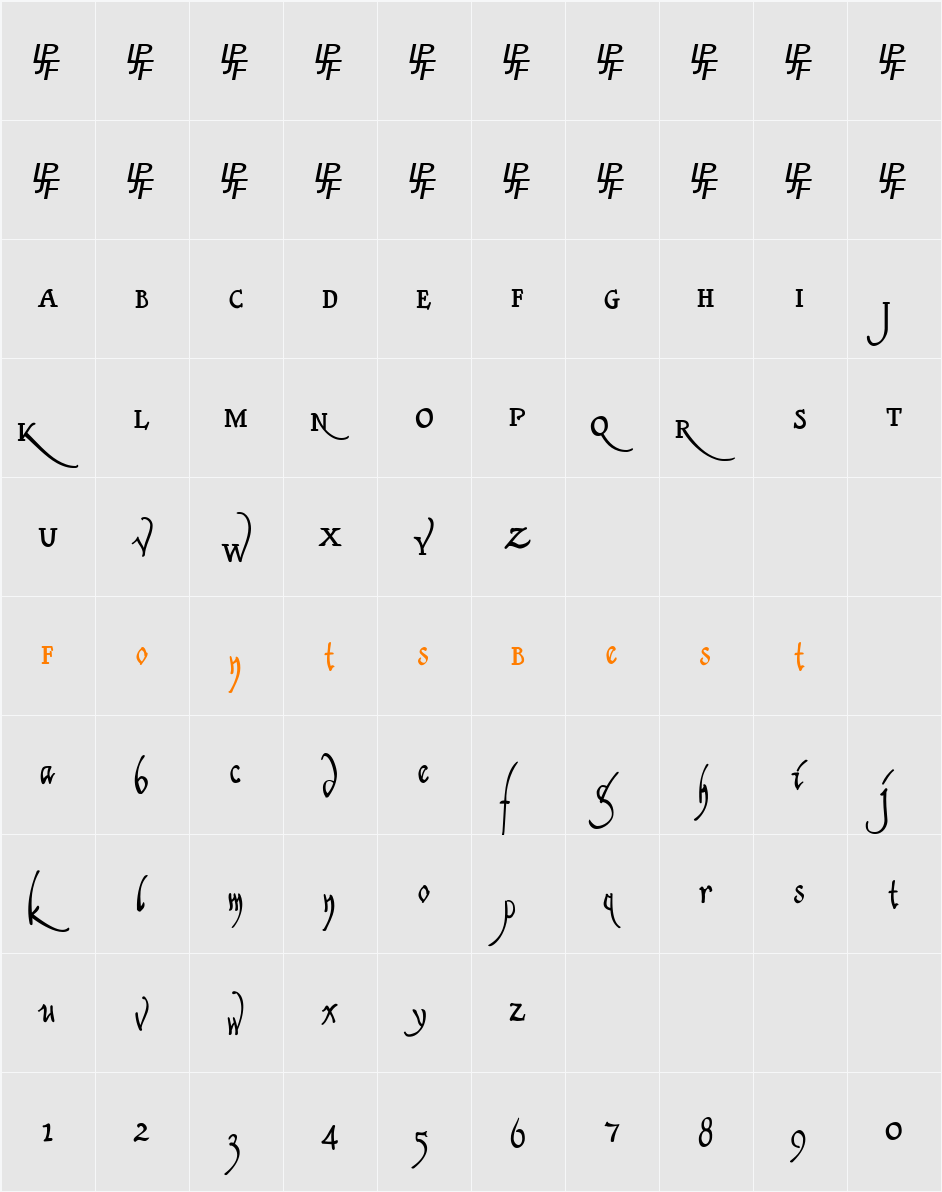 Clerica Character Map