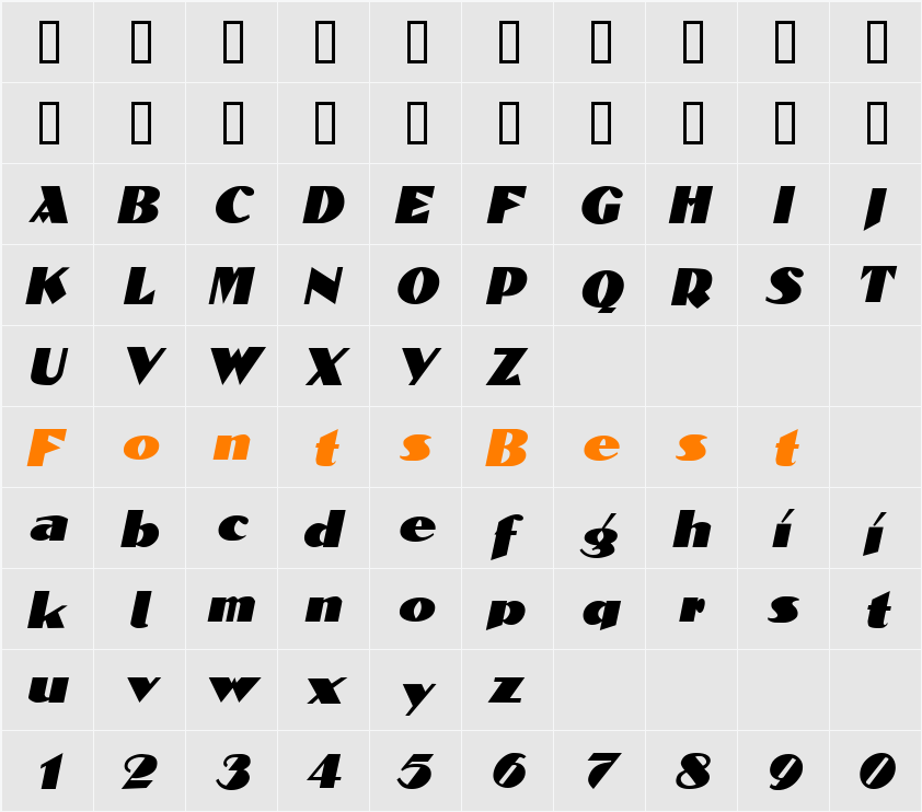 Block-Calligraphy Character Map