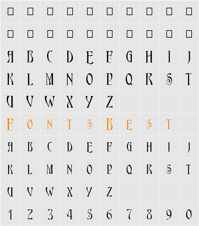 FZ JAZZY 18 Character Map