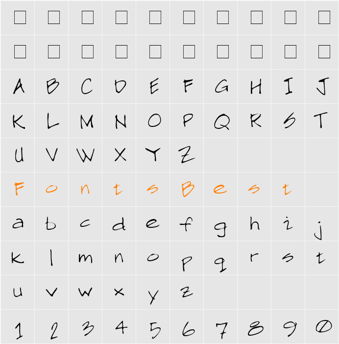 SawyersHand Character Map
