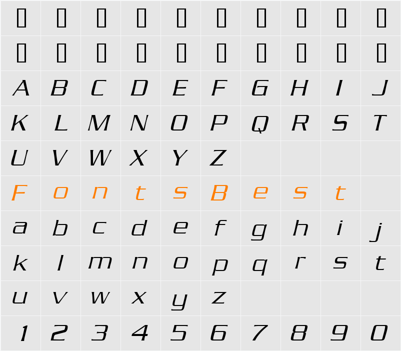 BoostLightSSK Character Map