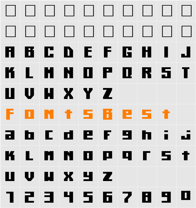 Kiloton Condensed Character Map
