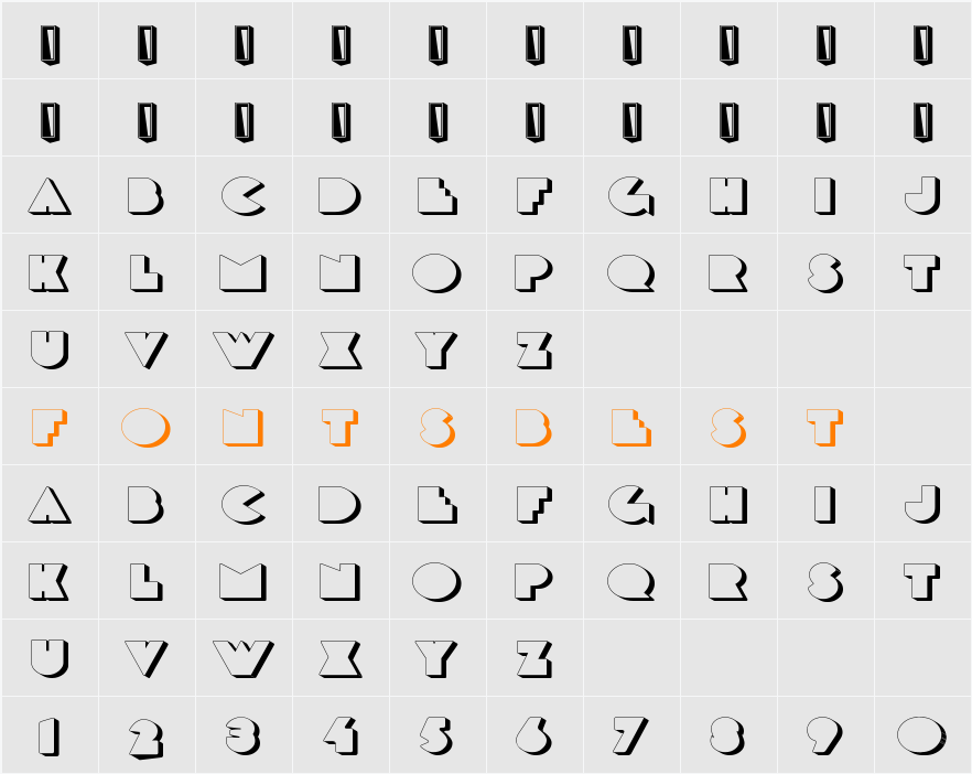 DeLargeShadow Character Map