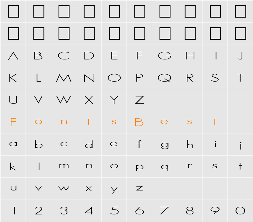 SansSerif Character Map