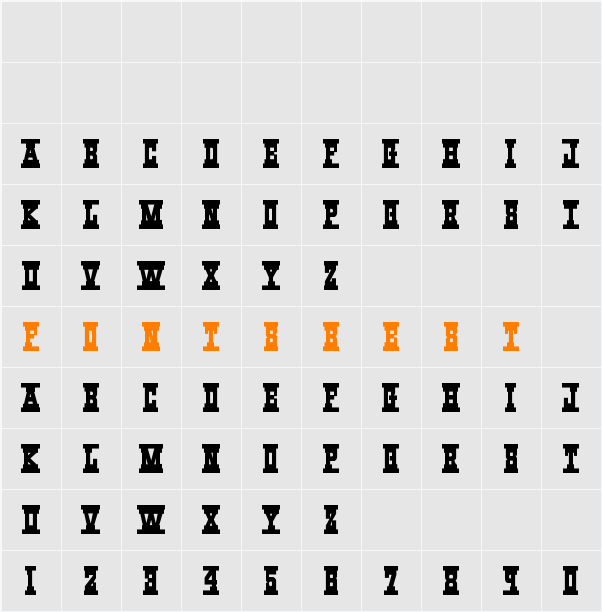 Western Rail Character Map