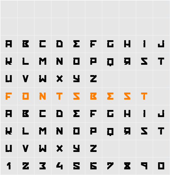 RUSKOF LIGHT Character Map