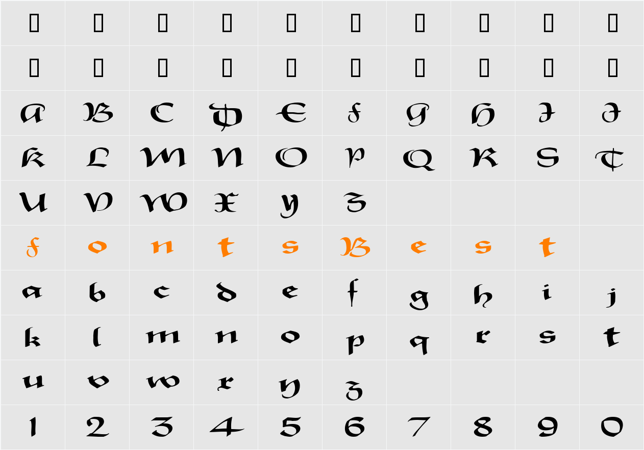 Sarrazin Character Map