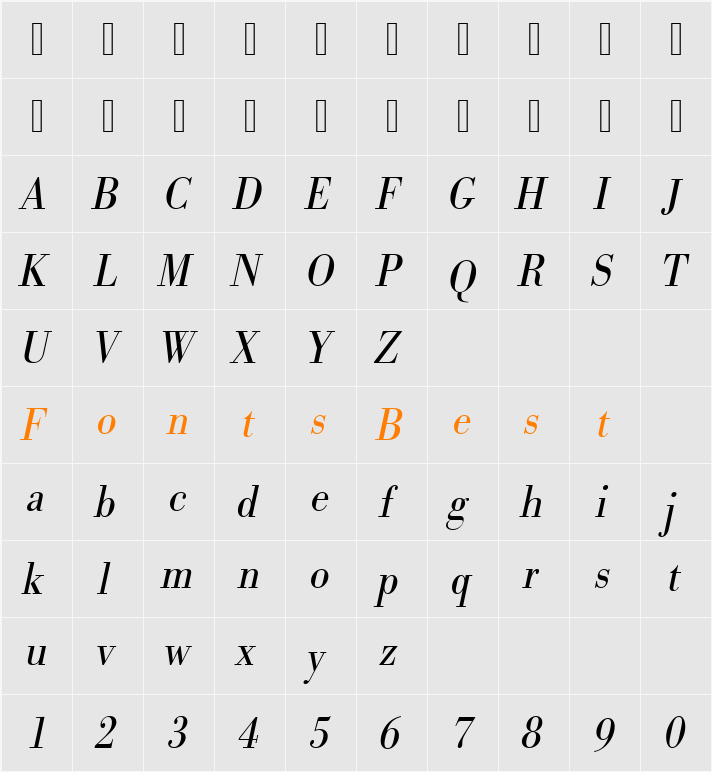 URWBodoniTLigExtNar Character Map