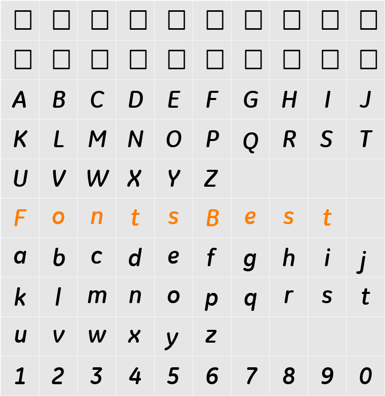 GE Inspira Character Map